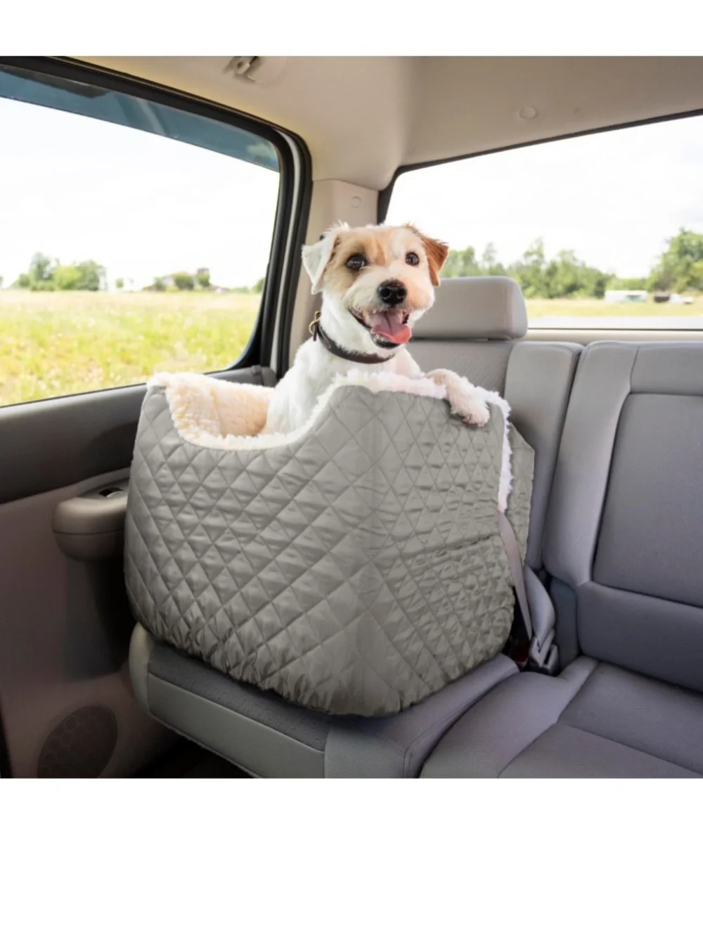 Snoozer Lookout Car Seat for Dogs Size Small in light grey Quilted Tech